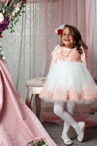 Rochiță Milla - somon (mânecă lungă) (1-4 ani)