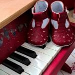 Pantofi T-bar din piele naturală - burgundy