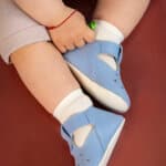 Pantofi T-bar din piele naturală - bleu 😊