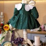 Rochie cu guler Petale alb - verde