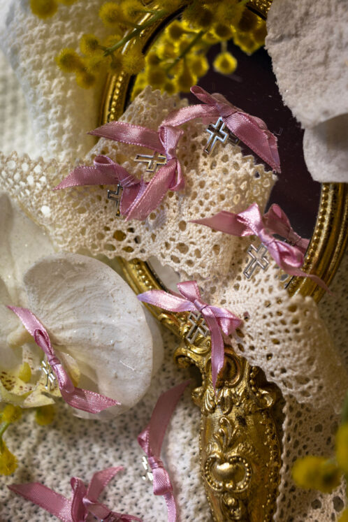 Cruciulițe botez - Mărturii - roz-vintage - imagine 4