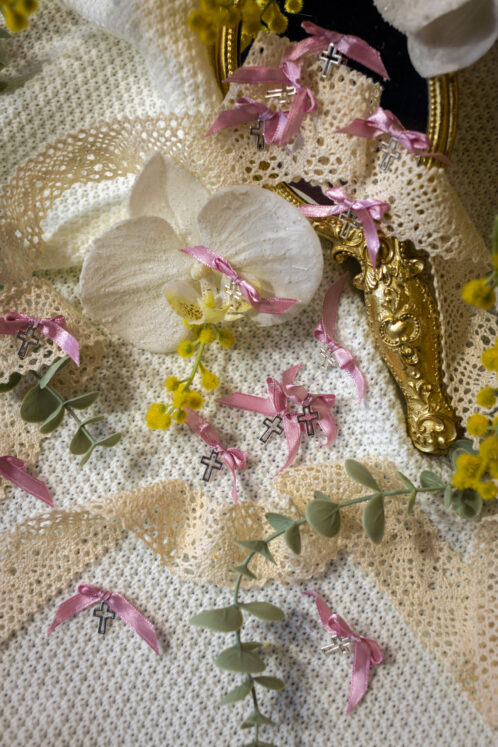 Cruciulițe botez - Mărturii - roz-vintage - imagine 2