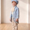 Costum De Botez Catifea Cu Redingota Fabrizio Bleu