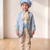 Costum De Botez Catifea Cu Redingota Fabrizio Bleu