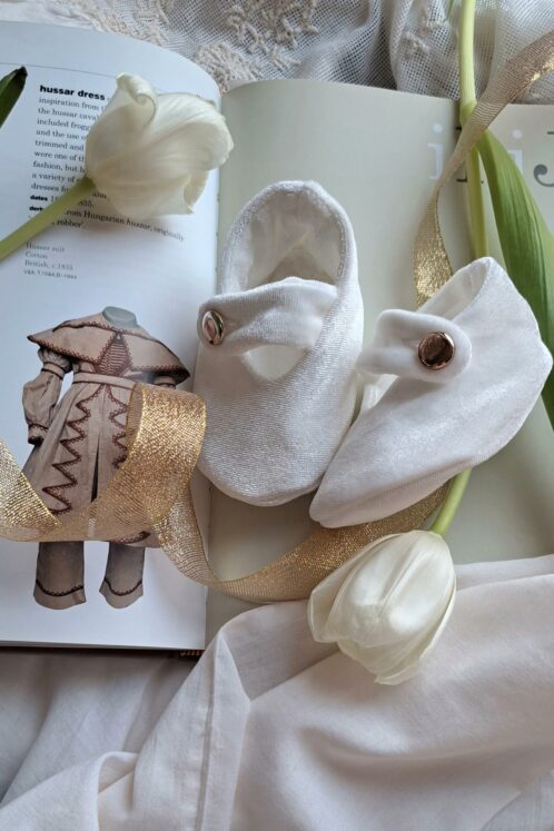 Botoșei catifea handmade - ivoire - imagine 4