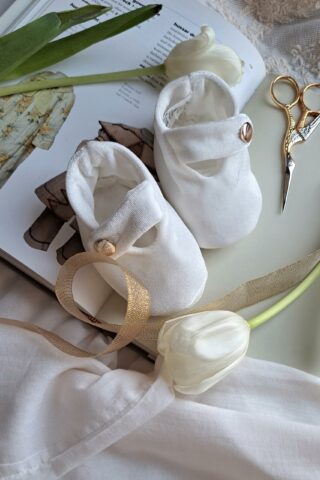 Botoșei catifea handmade - ivoire