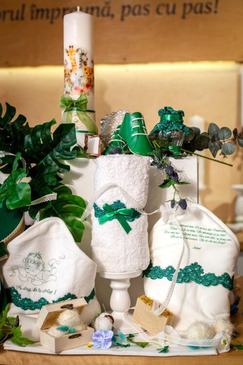 Set complet botez (trusou) - tematică Jungle - verde - mânecă lungă - imagine 4