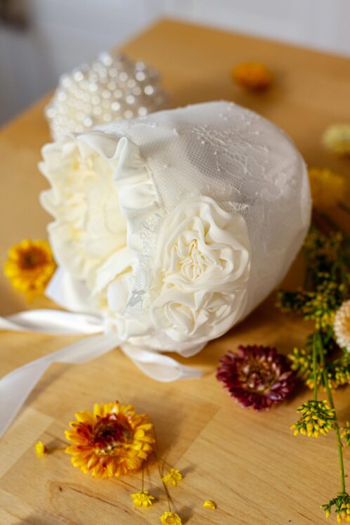 Bonetă botez - Iris - ivoire - imagine 3