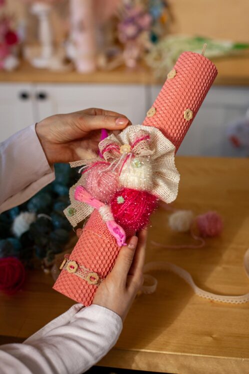 Lumânare A12 Cotton Candy - ceară naturală roz - imagine 3