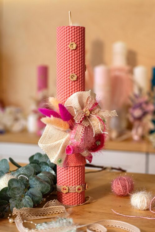 Lumânare A12 Cotton Candy - ceară naturală roz - imagine 4