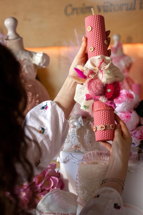 Lumânare A12 Cotton Candy - ceară naturală roz