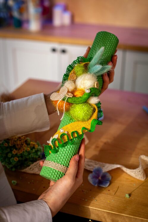 Lumânare A12 Cotton Candy - ceară naturală verde mentă - imagine 2