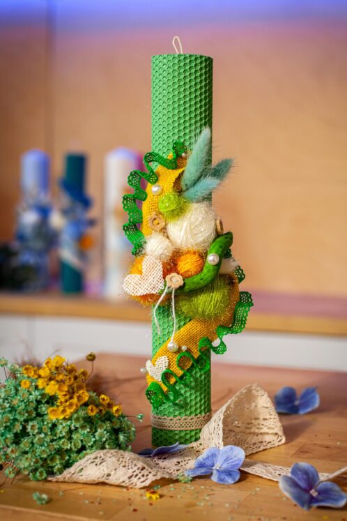 Lumânare A12 Cotton Candy - ceară naturală verde mentă
