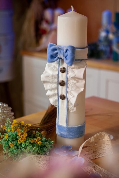 Lumânare botez A9 - jabou bleu - imagine 2