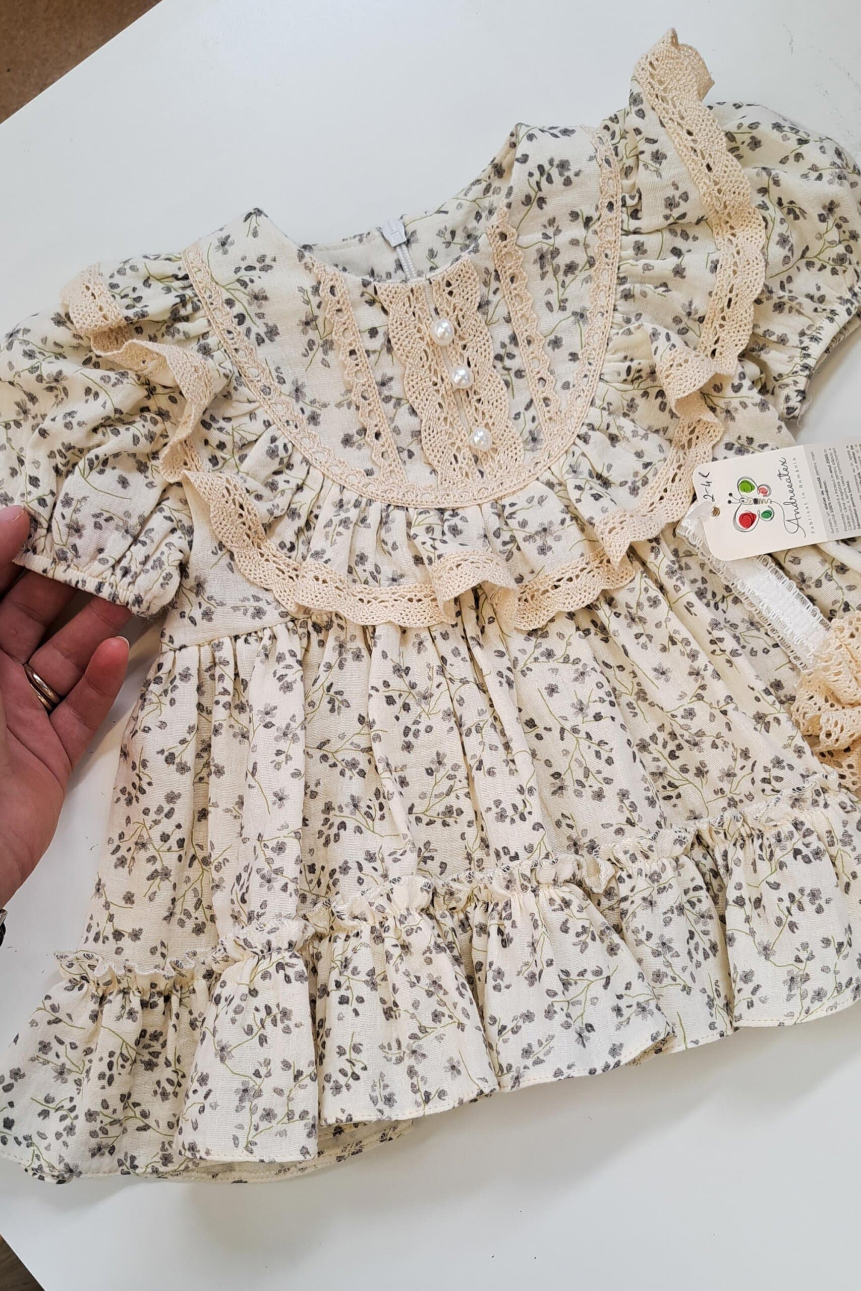 Rochiță Ludmila - muselină florală 2 Rochiță Ludmila - muselină florală - imagine 2