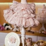 Rochiță Claire - roz - volane vintage - mânecă 3/4