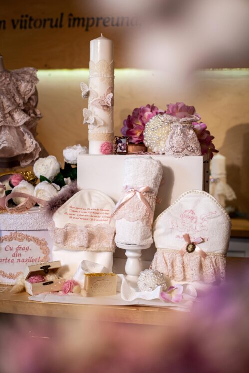 Set complet botez (trusou) - Claire - roz - mânecă 3/4 - imagine 4