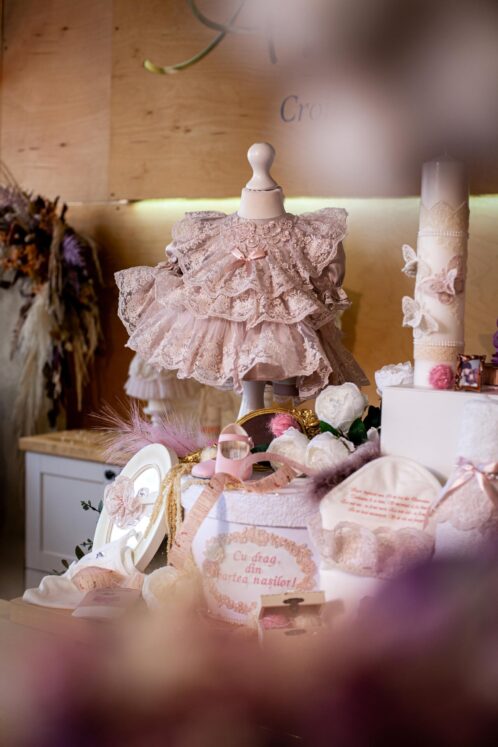 Set complet botez (trusou) - Claire - roz - mânecă 3/4 - imagine 2