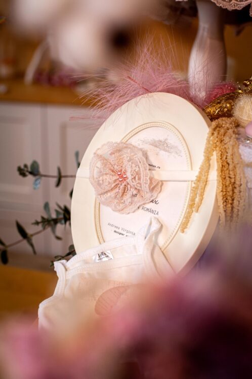 Set complet botez (trusou) - Claire - roz - mânecă 3/4 - imagine 13