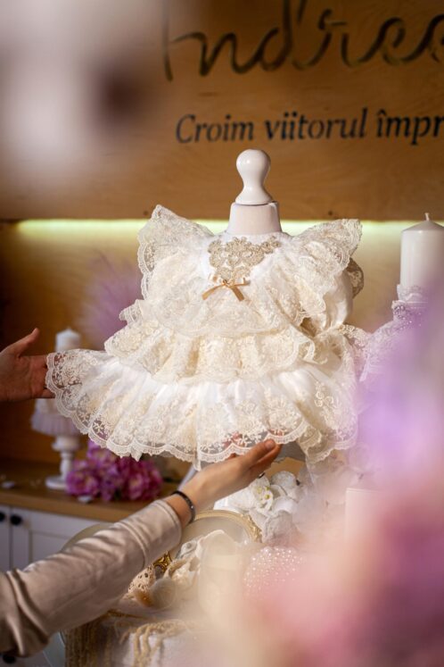 Set complet botez (trusou) - Claire - ivoire - mânecă 3/4 - imagine 13