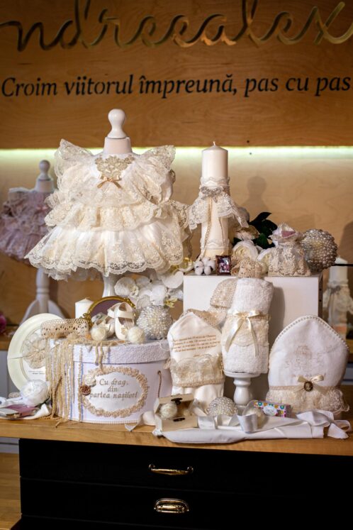 Set complet botez (trusou) - Claire - ivoire - mânecă 3/4