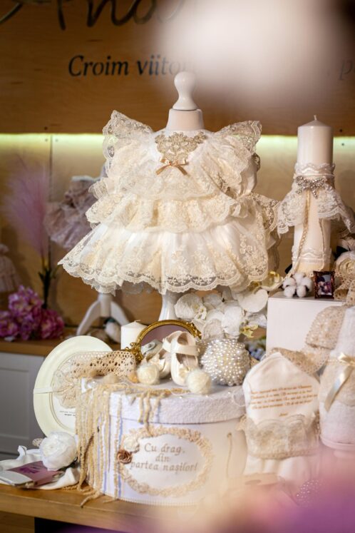 Set complet botez (trusou) - Claire - ivoire - mânecă 3/4 - imagine 2