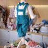 Costum Cu Salopeta Botez Raiat Imprimat Bmihai369