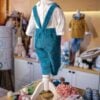 Costum Cu Salopeta Botez Raiat Imprimat Bmihai369