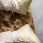 Pantof botez piele naturală - crem