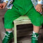 Pantof botez piele naturală - verde