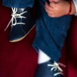 Pantof botez piele naturală - bleumarin