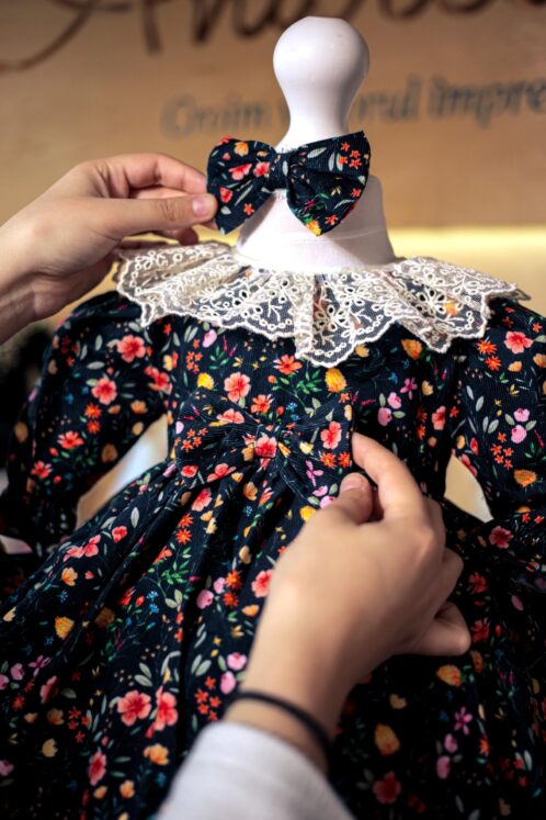 Rochiță Thea - bleumarin cu imprimeu floral - imagine 3