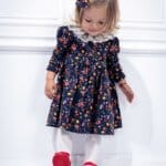 Rochiță Thea - bleumarin cu imprimeu floral