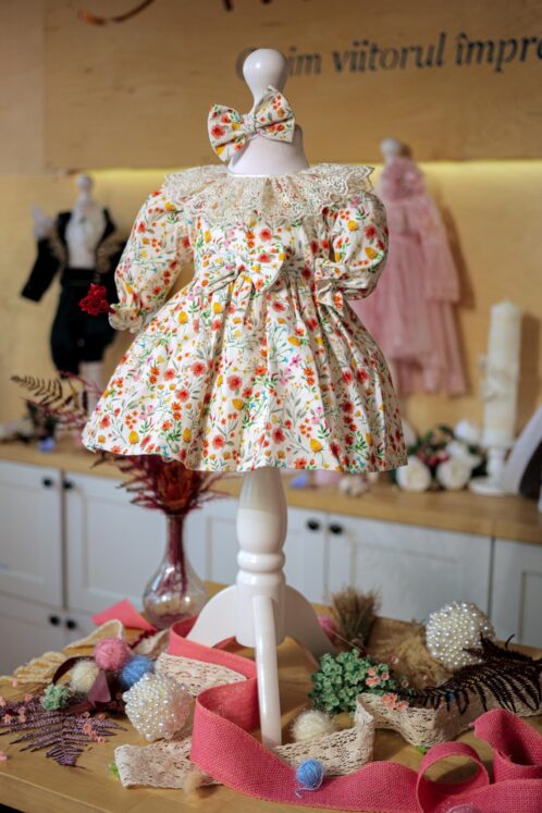 Rochiță Thea - ivoire cu imprimeu floral - imagine 2