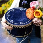 Cufăr botez catifea - albastru