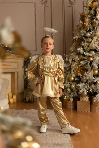 Costum de Serbare Îngeraș pentru băieței - auriu