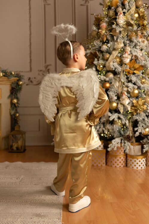 Costum de Serbare Îngeraș pentru băieței - auriu - imagine 4