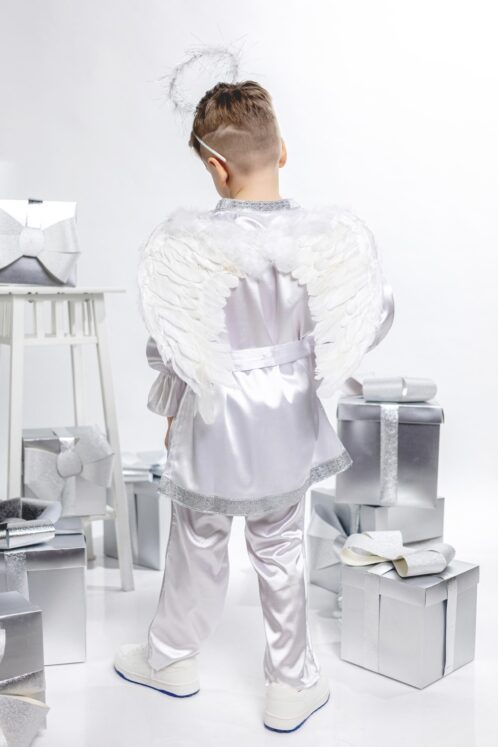 Costum de Serbare Îngeraș pentru băieței - alb argintiu - imagine 5