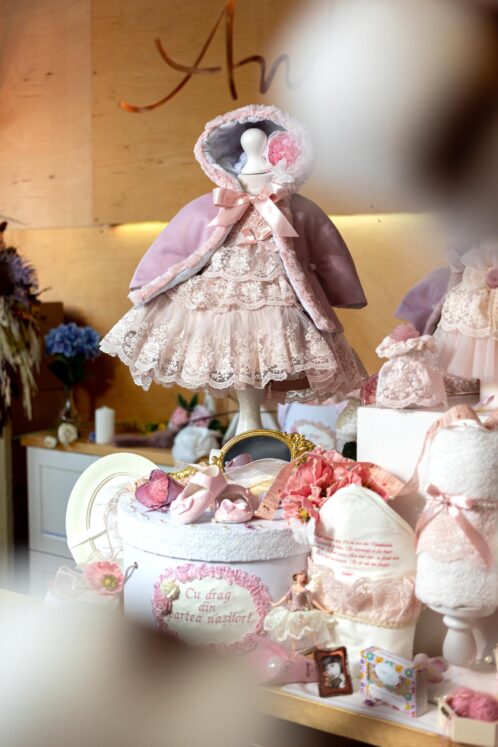 Set complet botez (trusou) - Claire și Capă roz vintage - imagine 12