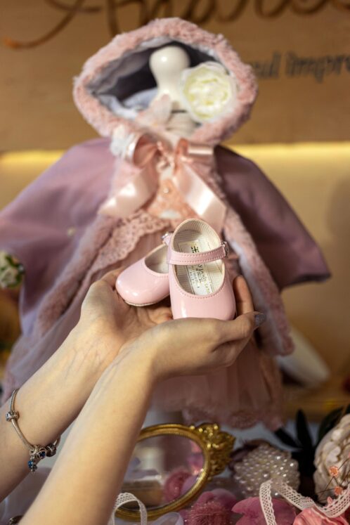 Set complet botez (trusou) - Margueritte și Capă roz vintage - imagine 3