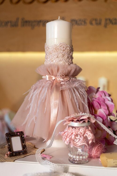 Set complet botez (trusou) - Margueritte și Capă roz vintage - imagine 10