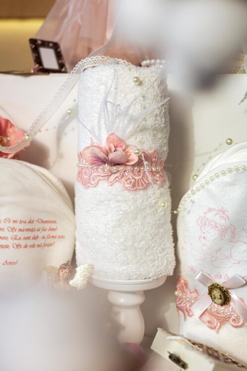 Set complet botez (trusou) - Margueritte și Capă roz vintage - imagine 8