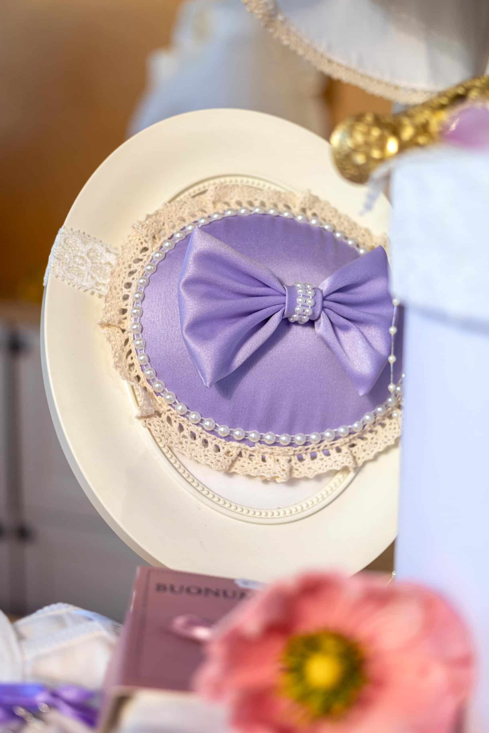 Set complet botez (trusou) - Sofia - lila - mânecă lungă 10 Set complet botez (trusou) - Sofia - lila - mânecă lungă - imagine 10