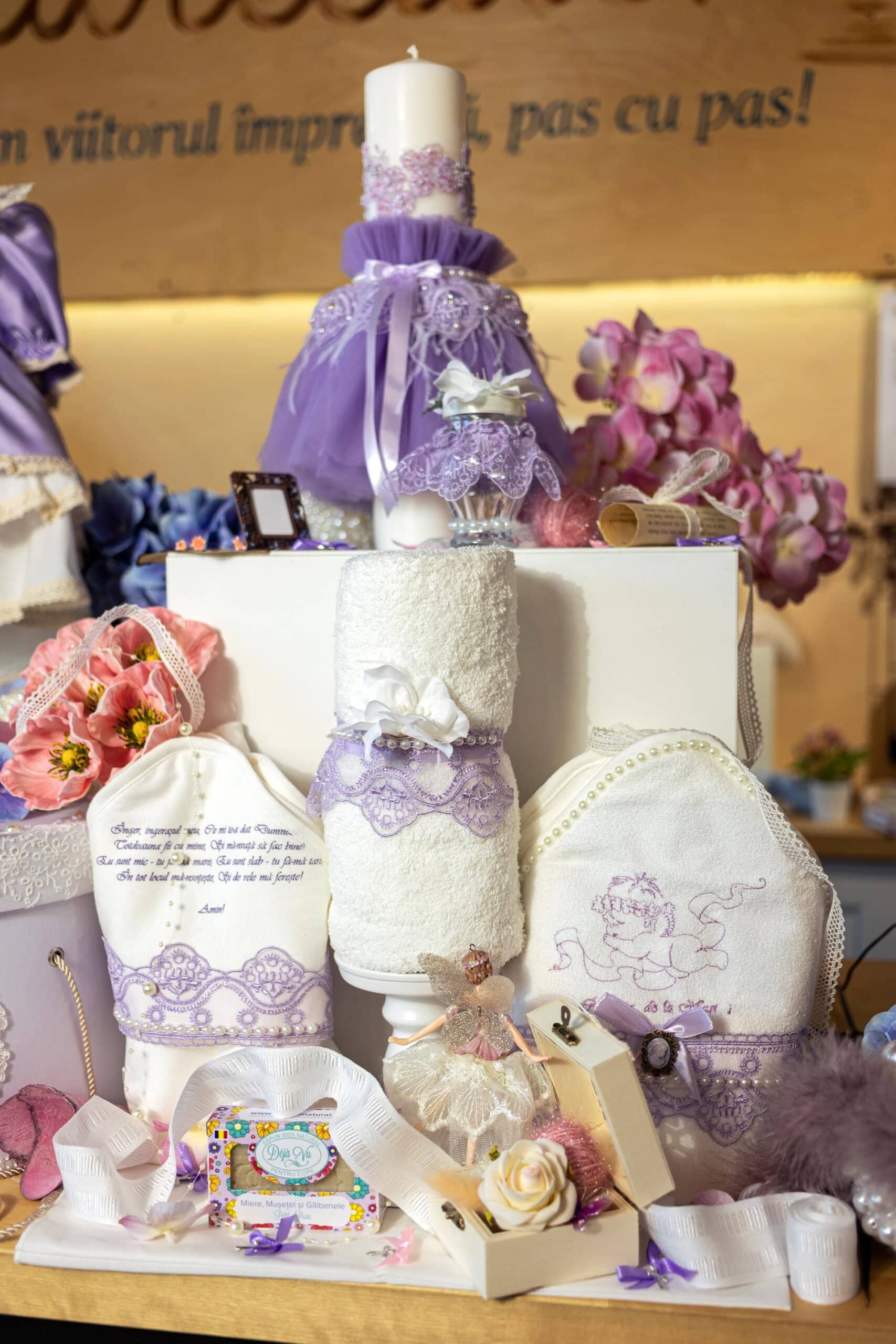 Set complet botez (trusou) - Sofia - lila - mânecă lungă 5 Set complet botez (trusou) - Sofia - lila - mânecă lungă - imagine 5