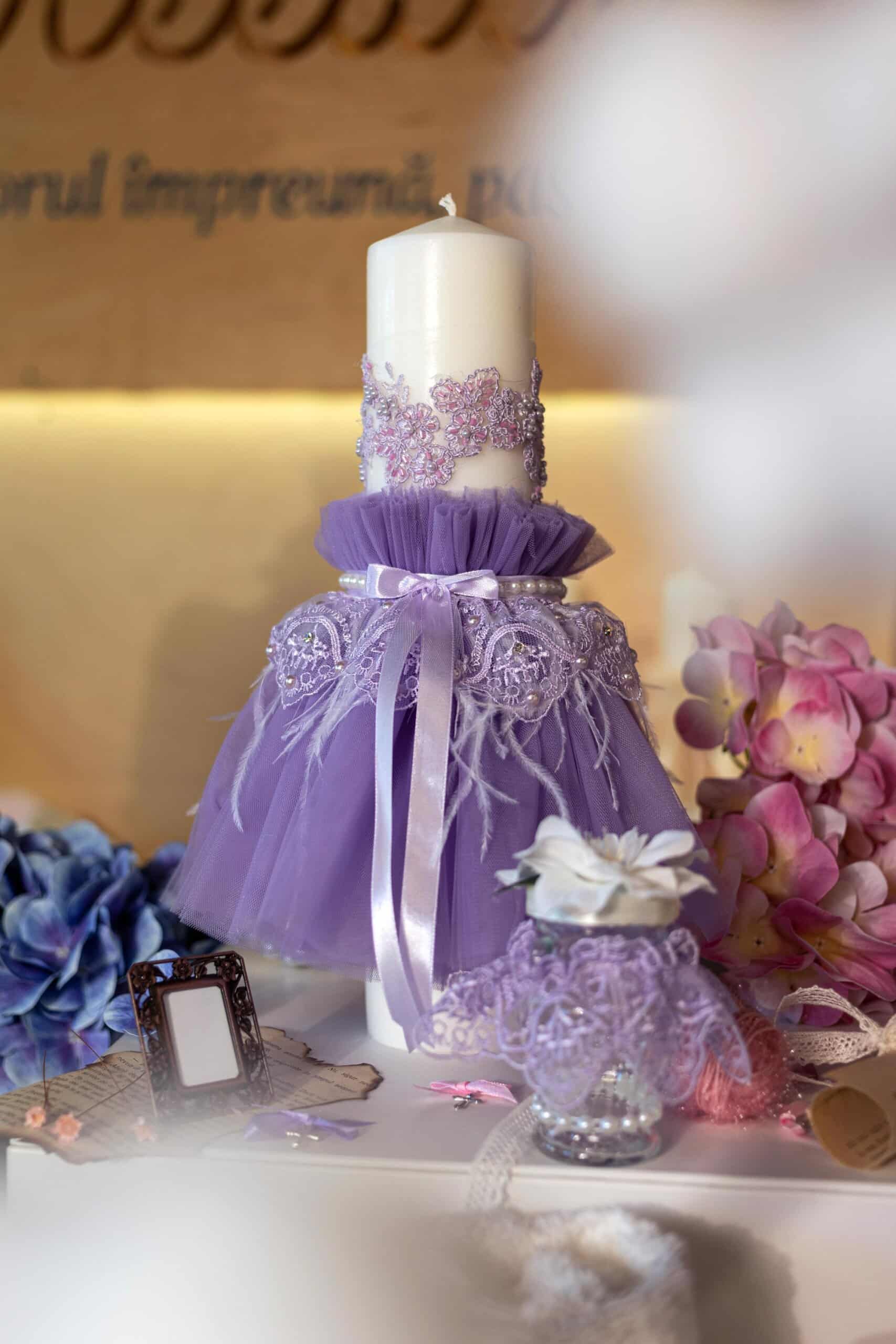 Set complet botez (trusou) - Sofia - lila - mânecă lungă 6 Set complet botez (trusou) - Sofia - lila - mânecă lungă - imagine 6