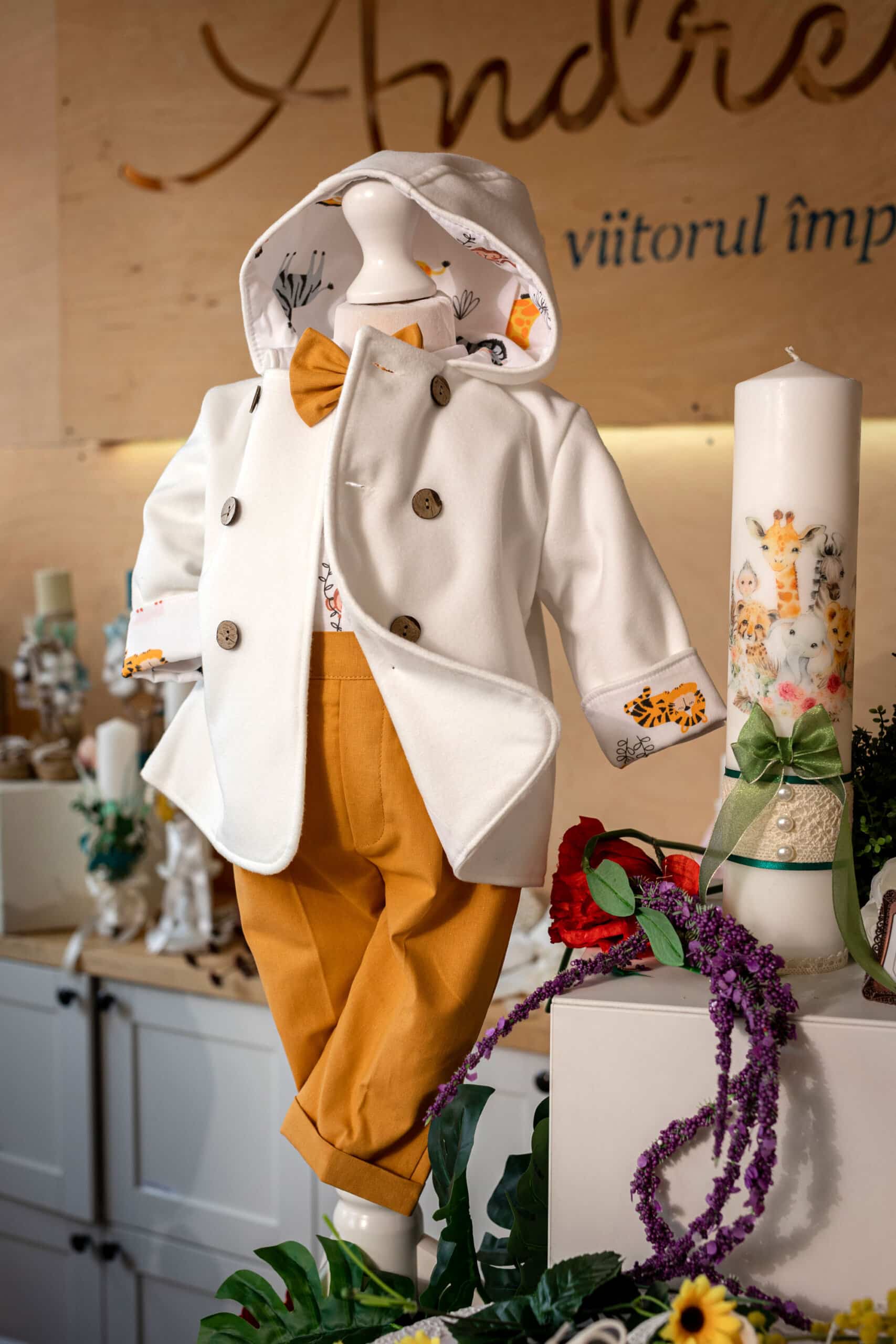 Set complet botez (trusou) - Oscar - ivoire 3 Set complet botez (trusou) - Oscar - ivoire - imagine 3