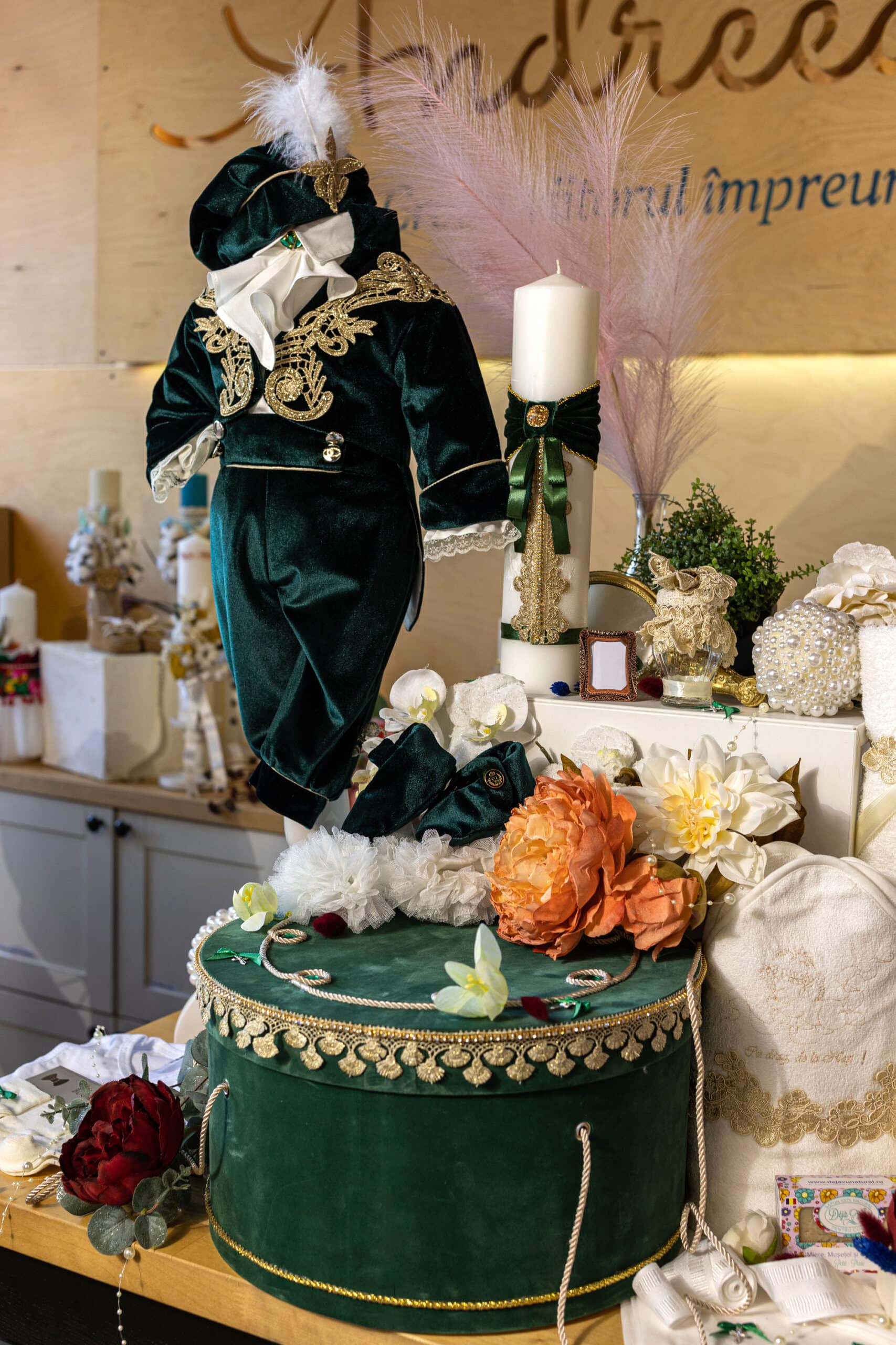 Set complet botez (trusou) - Roberto - verde 2 Set complet botez (trusou) - Roberto - verde - imagine 2