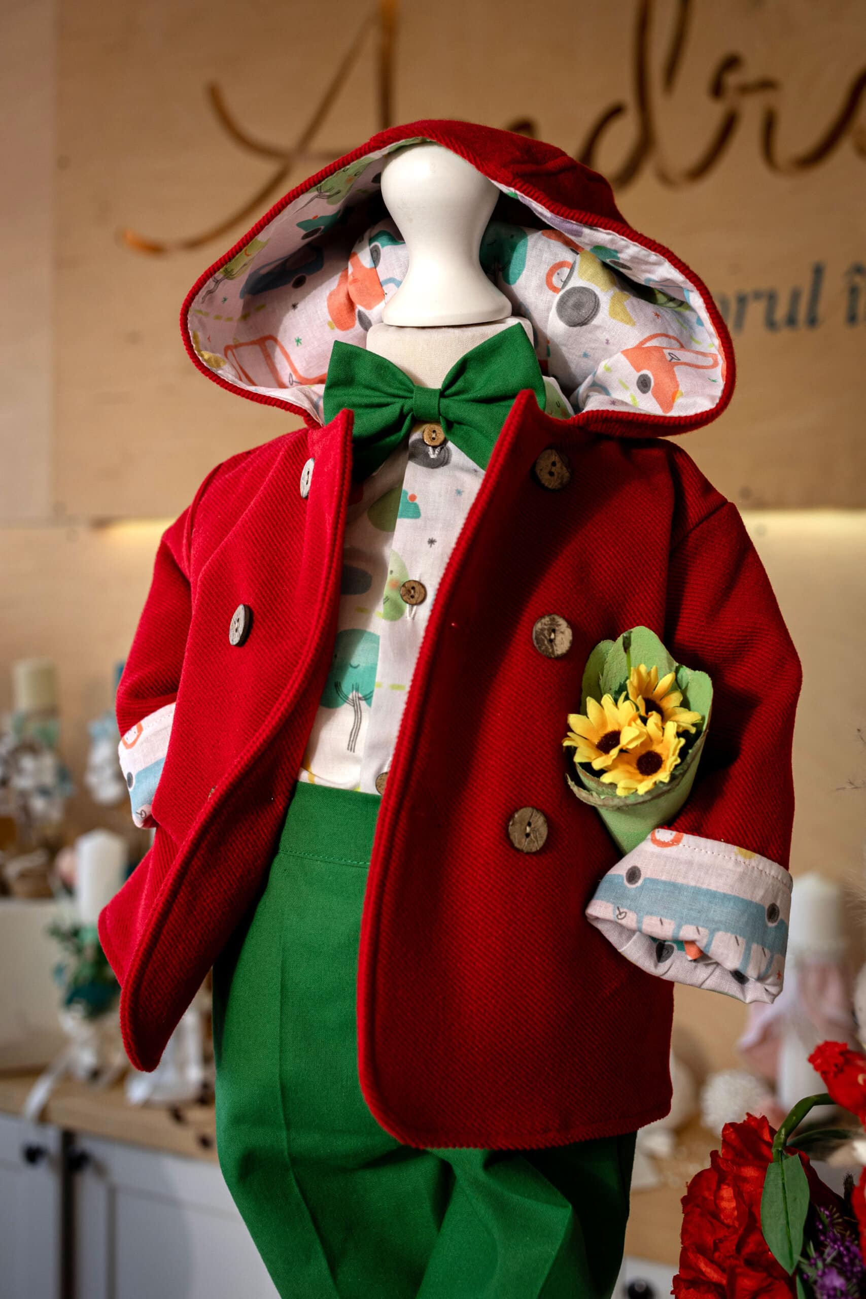 Set complet botez (trusou) - Oscar - roșu 8 Set complet botez (trusou) - Oscar - roșu - imagine 8