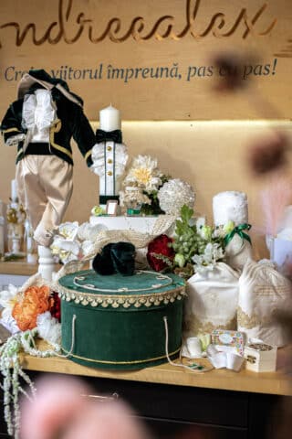 Set complet botez (trusou) - Micul Prinț - catifea - verde