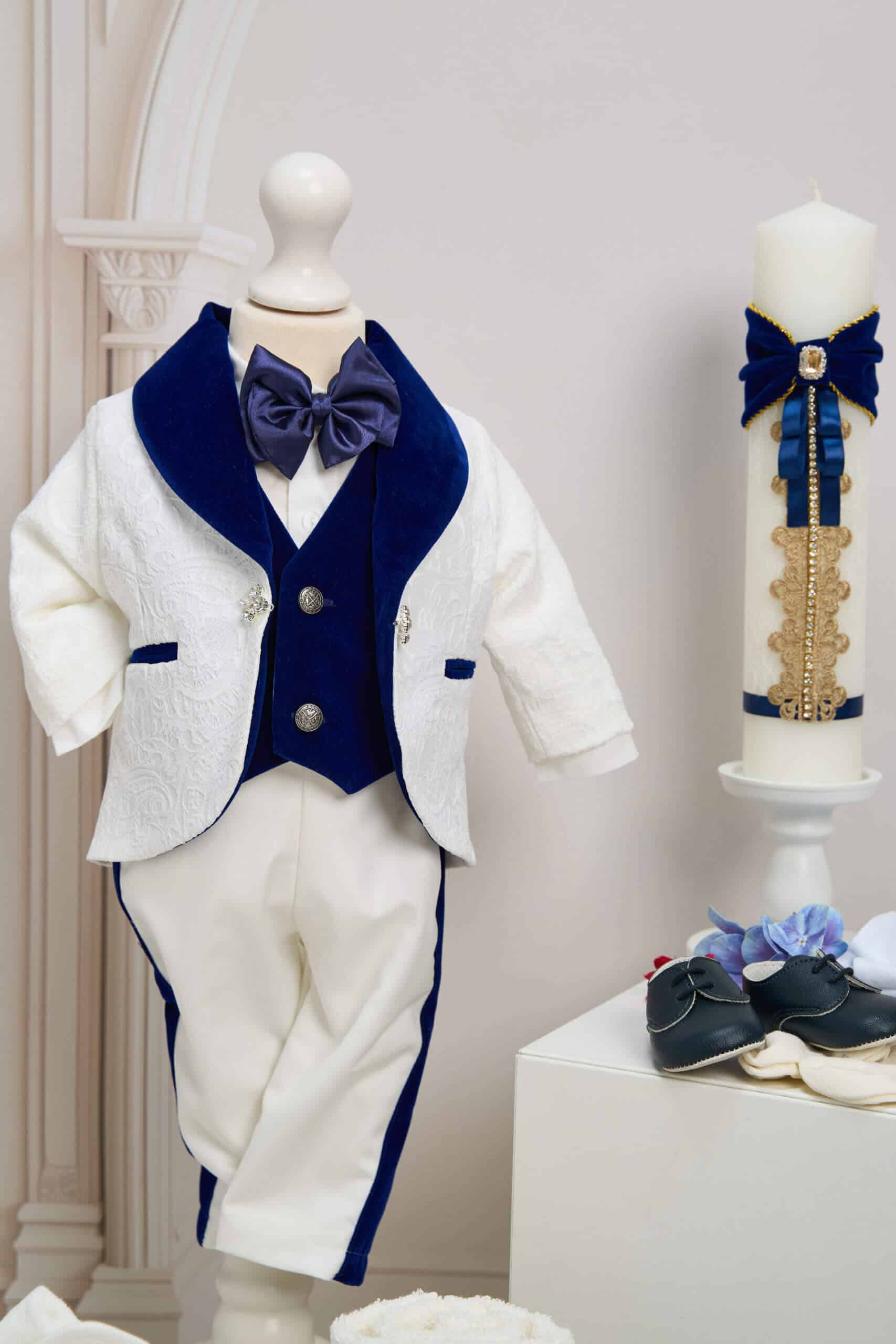 Set complet botez (trusou) - Enzo - bleumarin 2 Set complet botez (trusou) - Enzo - bleumarin - imagine 2